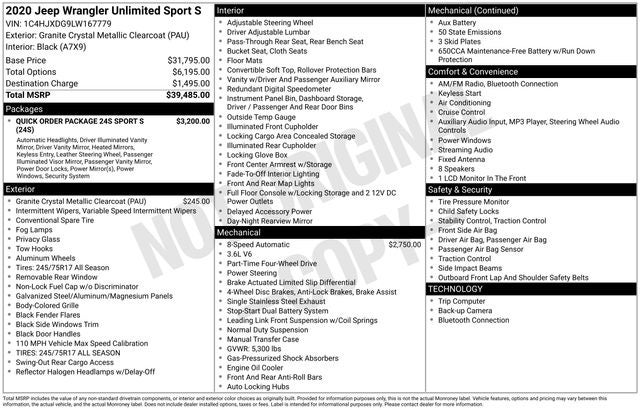 2020 Jeep Wrangler Unlimited Sport S