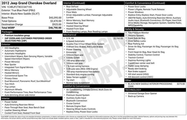 2012 Jeep Grand Cherokee Overland