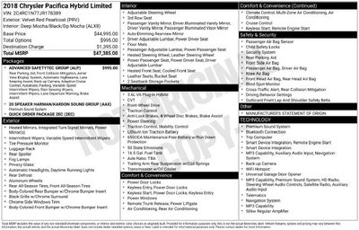 2018 Chrysler Pacifica Hybrid Limited