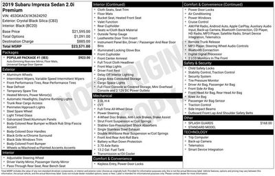 2019 Subaru Impreza 2.0i Premium