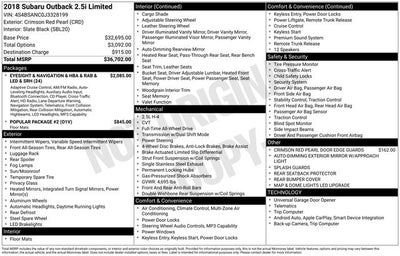 2018 Subaru Outback 2.5i Limited