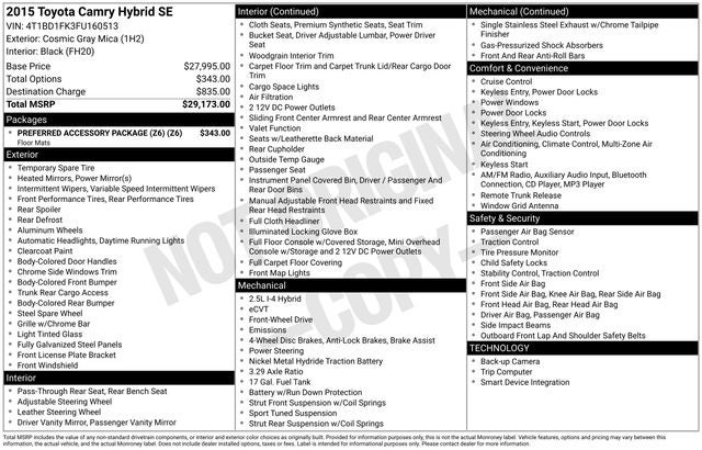 2015 Toyota Camry Hybrid SE