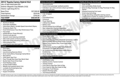 2012 Toyota Camry Hybrid XLE