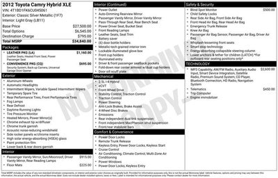 2012 Toyota Camry Hybrid XLE