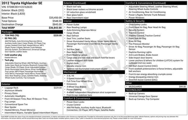 2012 Toyota Highlander SE