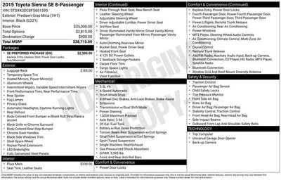 2015 Toyota Sienna SE Premium 7 Passenger