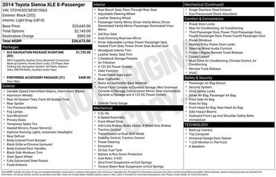 2014 Toyota Sienna XLE 8 Passenger
